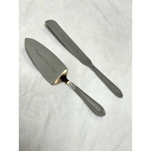 Happily Ever‎ After Silver Stainless Steel Wedding Cake Serving Set Knife Server
